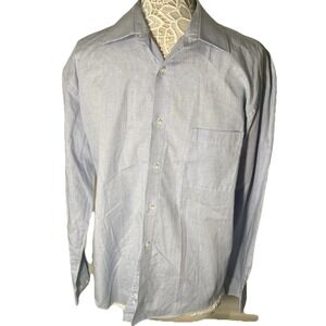 Pierre Cardin Slim Fit Dress Shirt Men's 16 1/2 34/35 Blue Check‎ Button Front
